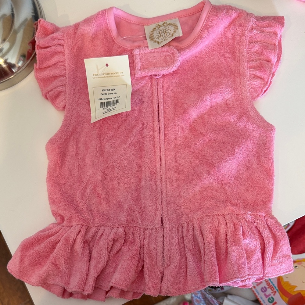 Beaufort Bonnet Pink Ruffled Baby Swim Cover Up Size 0-6 Months! Brand New!